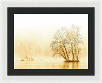 Winter Morning Fog on the River - Gold - Framed Print