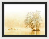 Winter Morning Fog on the River - Gold - Framed Print