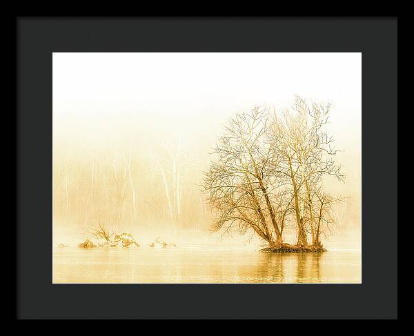 Winter Morning Fog on the River - Gold - Framed Print