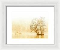 Winter Morning Fog on the River - Gold - Framed Print