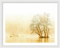 Winter Morning Fog on the River - Gold - Framed Print