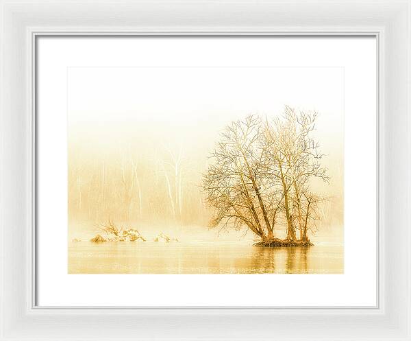 Winter Morning Fog on the River - Gold - Framed Print