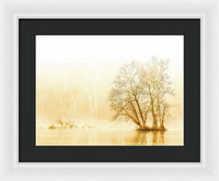 Winter Morning Fog on the River - Gold - Framed Print