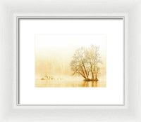 Winter Morning Fog on the River - Gold - Framed Print