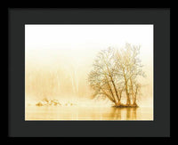 Winter Morning Fog on the River - Gold - Framed Print