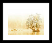 Winter Morning Fog on the River - Gold - Framed Print