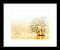 Winter Morning Fog on the River - Gold - Framed Print