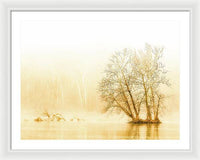 Winter Morning Fog on the River - Gold - Framed Print