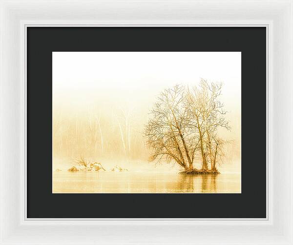 Winter Morning Fog on the River - Gold - Framed Print