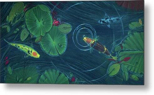 Koi and Lillies 1 - Metal Print Metal Print 1ArtCollection