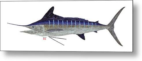 Striped Marlin 1 - Gyotaku Metal Print Metal Print 1ArtCollection