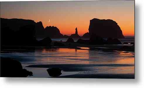 Crescent Moon Beach - Metal Print Metal Print 1ArtCollection