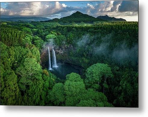 Wailua Falls From Above - Metal Print Metal Print 1ArtCollection